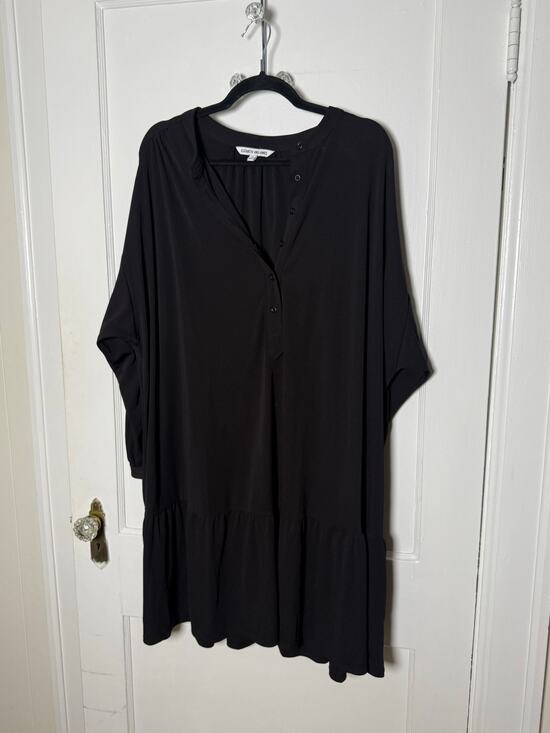 Elizabeth and James Dresses & Skirts - Elizabeth and James Black Billowy Long Sleeve Drop Waist Flowy Dress Plus 1X